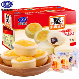 港荣蒸蛋糕2000g整箱混合 蒸奶香味糕点面包早餐零食4斤蛋挞年货